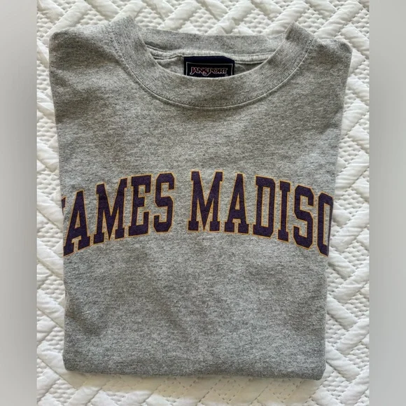 Vintage 90s James Madison University JMU T-Shirt JanSport Gray Purple Medium M - Picture 5 of 8